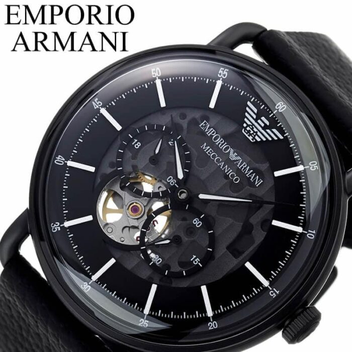Emporio Armani Aviator Chronograph Black Dial Black Leather Strap Watch For Men - AR60028 - Image 4